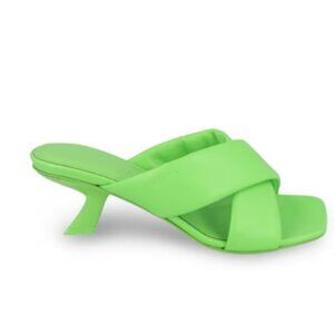 FERRAGAMO Leather Crisscross Heel Sandals